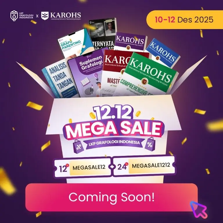Megasale 1212 - Grafologi Indonesia - Diskon Akhir Tahun kursus buku ebook ecourse sertifikasi grafologi